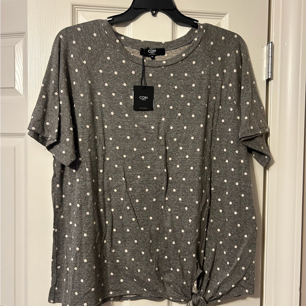 Gray Polka Dot Women's Top